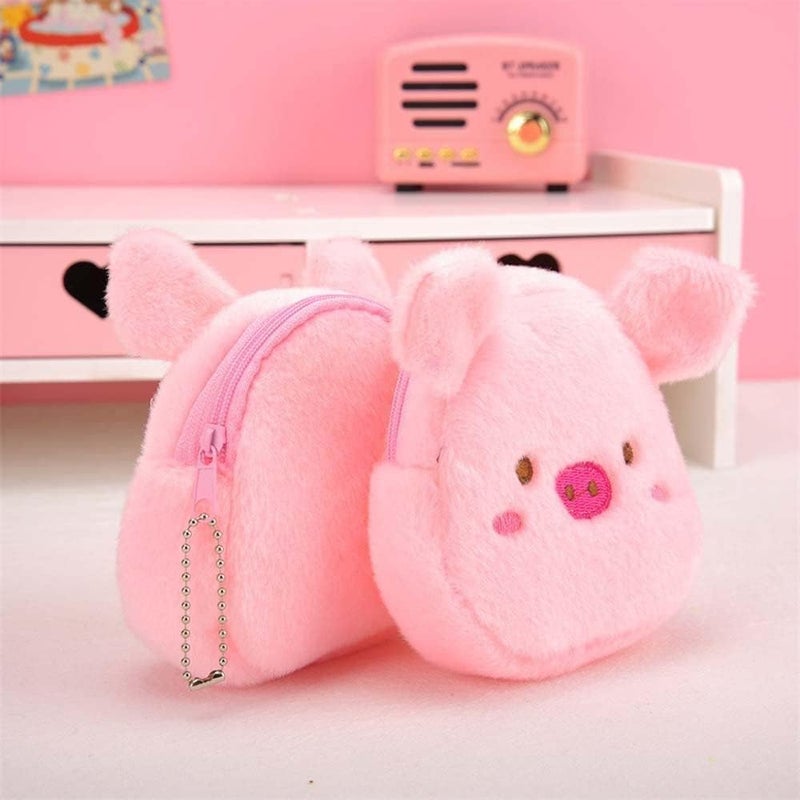 Sluswallow Pink Small Plush Coin Purse, Cute Cartoon Chicken Pig Avocado Shape Coin Purse Zipper Coin Bag Mini Wallet Handbag with Keychain Wallets, Card Cases and Money Organizers Accessories - Image 5